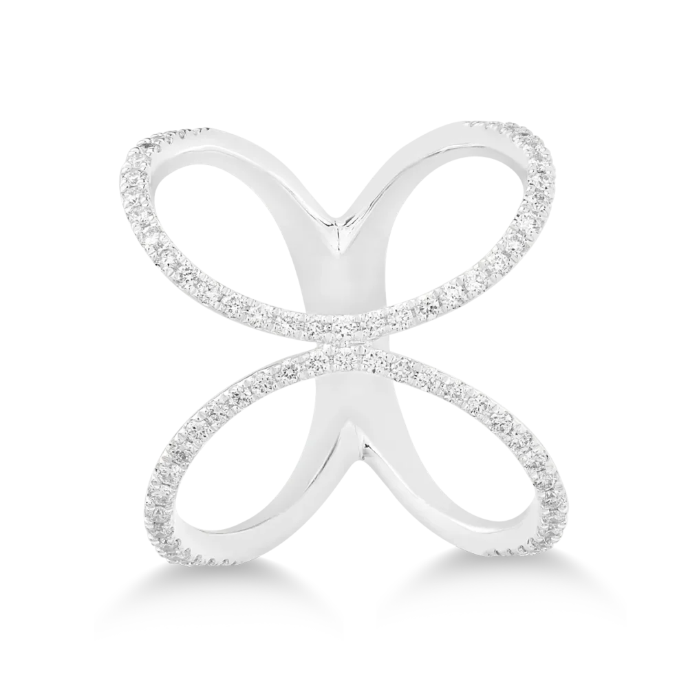 Inel din aur alb cu diamante de 0.3ct - imagine 3