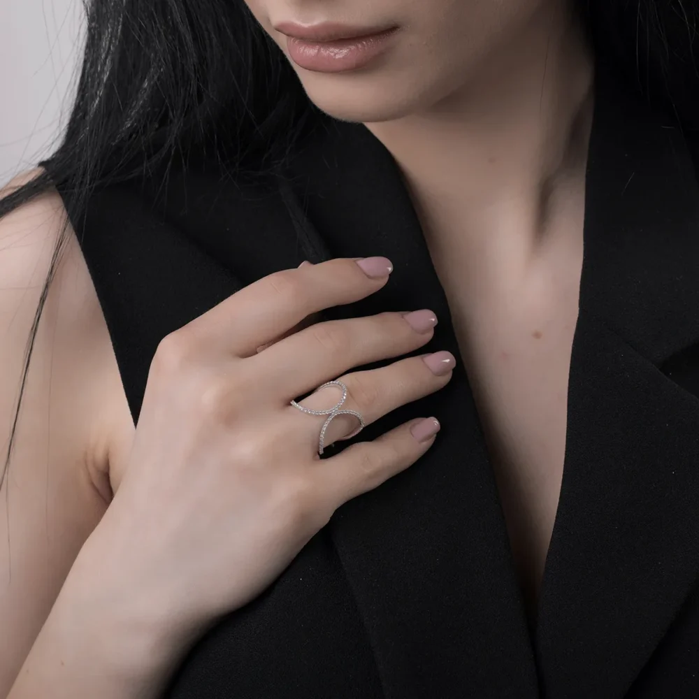 Inel din aur alb cu diamante de 0.3ct - imagine 4