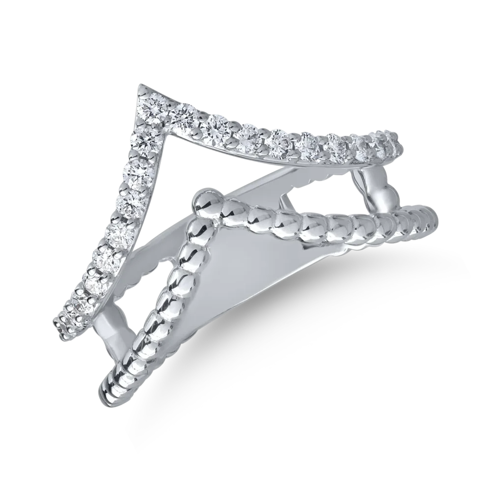 Inel din aur alb cu diamante de 0.42ct - imagine 3