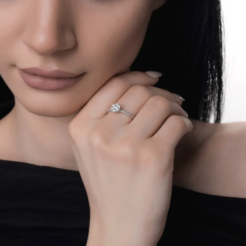 Inel din aur alb cu diamante de 0.43ct - imagine 4