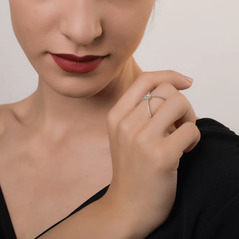 Inel din aur alb cu diamante de 0.46ct - imagine 4