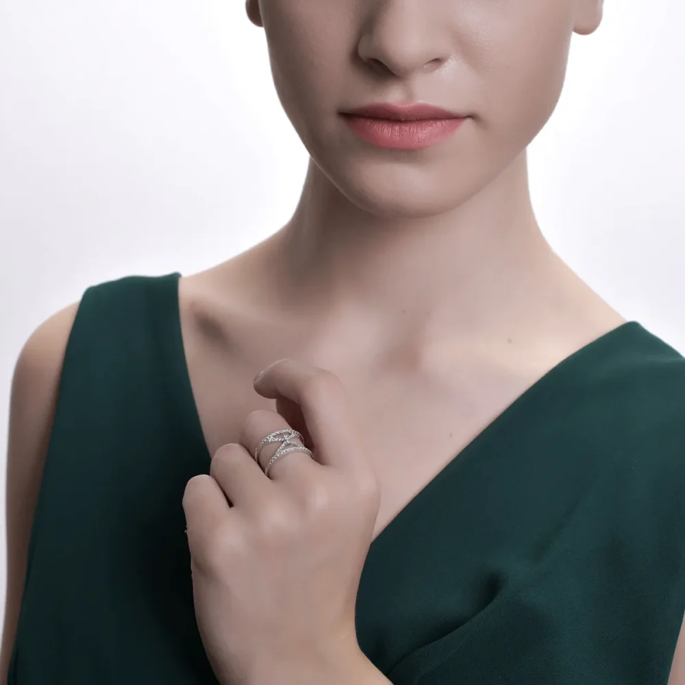 Inel din aur alb cu diamante de 0.56ct - imagine 4