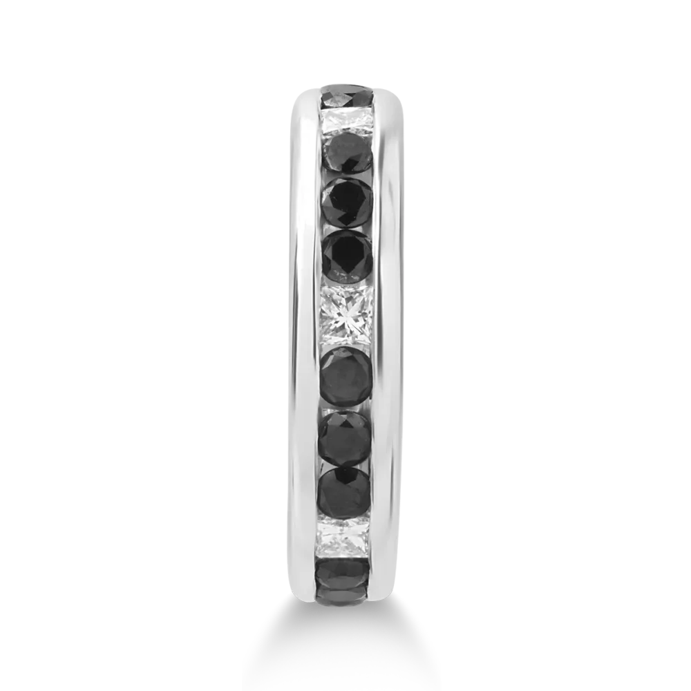 Inel din aur alb cu diamante princess de 0.5ct si diamante negre de 1.5ct - imagine 3