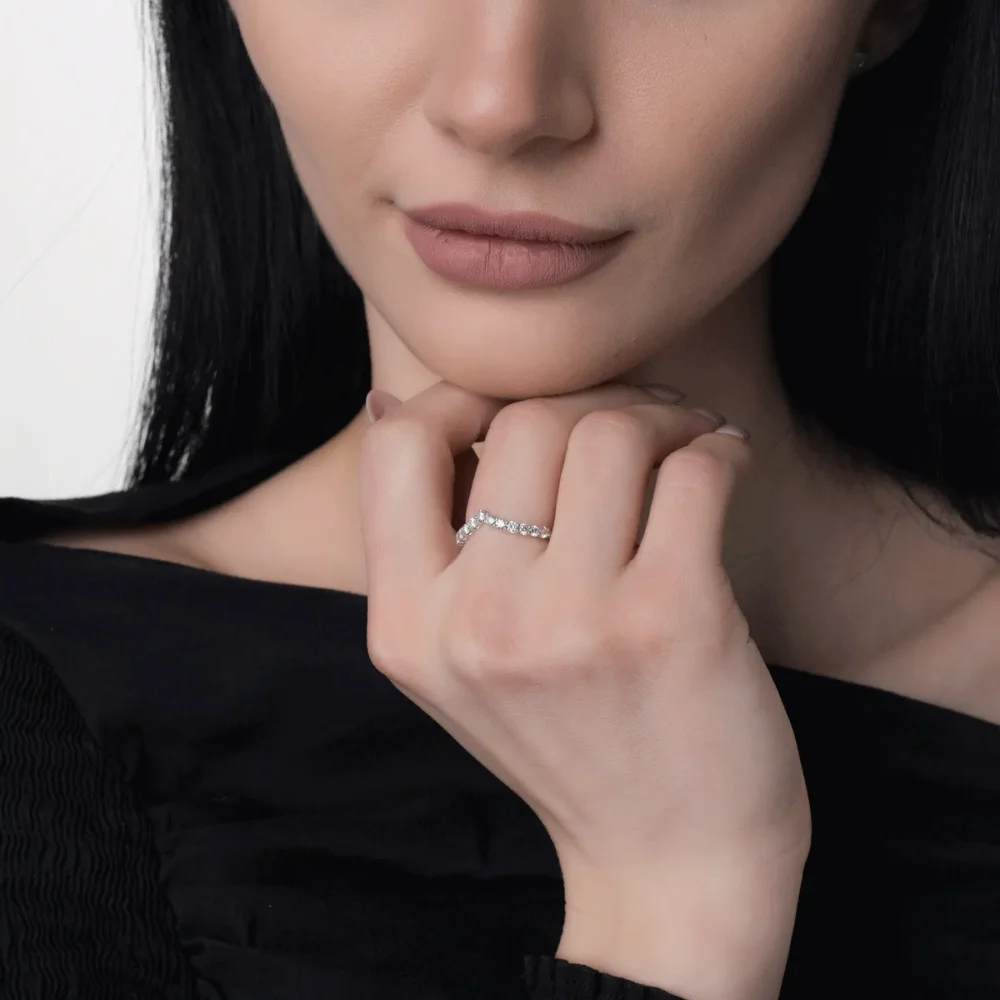 Inel din aur alb cu diamante de 0.5ct - imagine 5