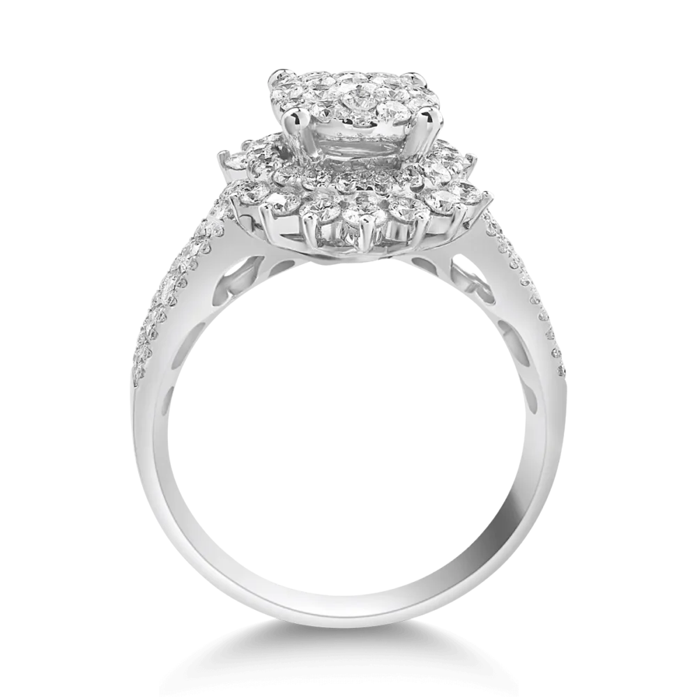 Inel din aur alb cu diamante de 0.62ct - imagine 2