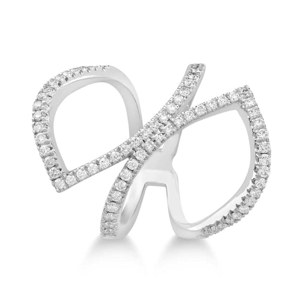 Inel din aur alb cu diamante de 0.64ct - imagine 3