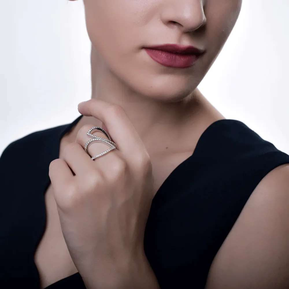 Inel din aur alb cu diamante de 0.64ct - imagine 4