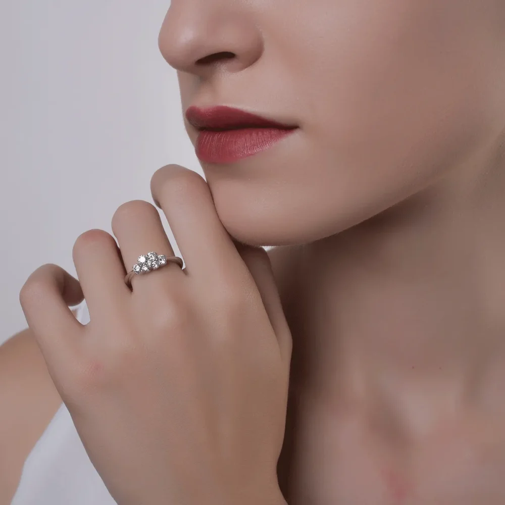 Inel din aur alb cu diamante de 0.66ct - imagine 4