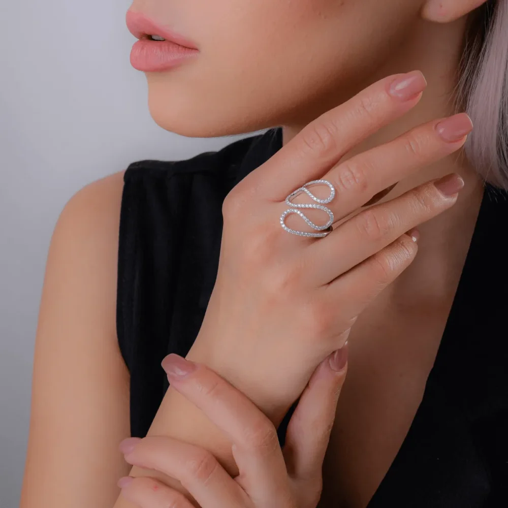 Inel din aur alb cu diamante de 0.73ct - imagine 4