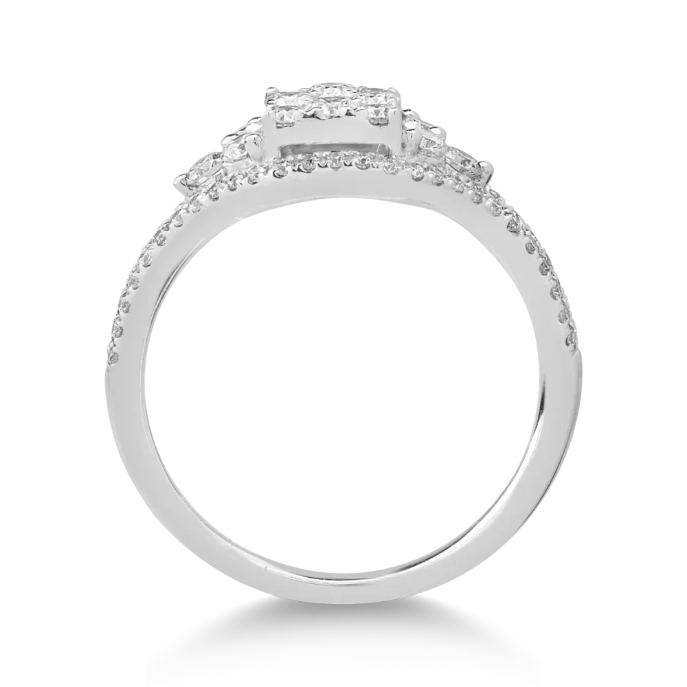 Inel din aur alb cu diamante de 0.77ct - imagine 2