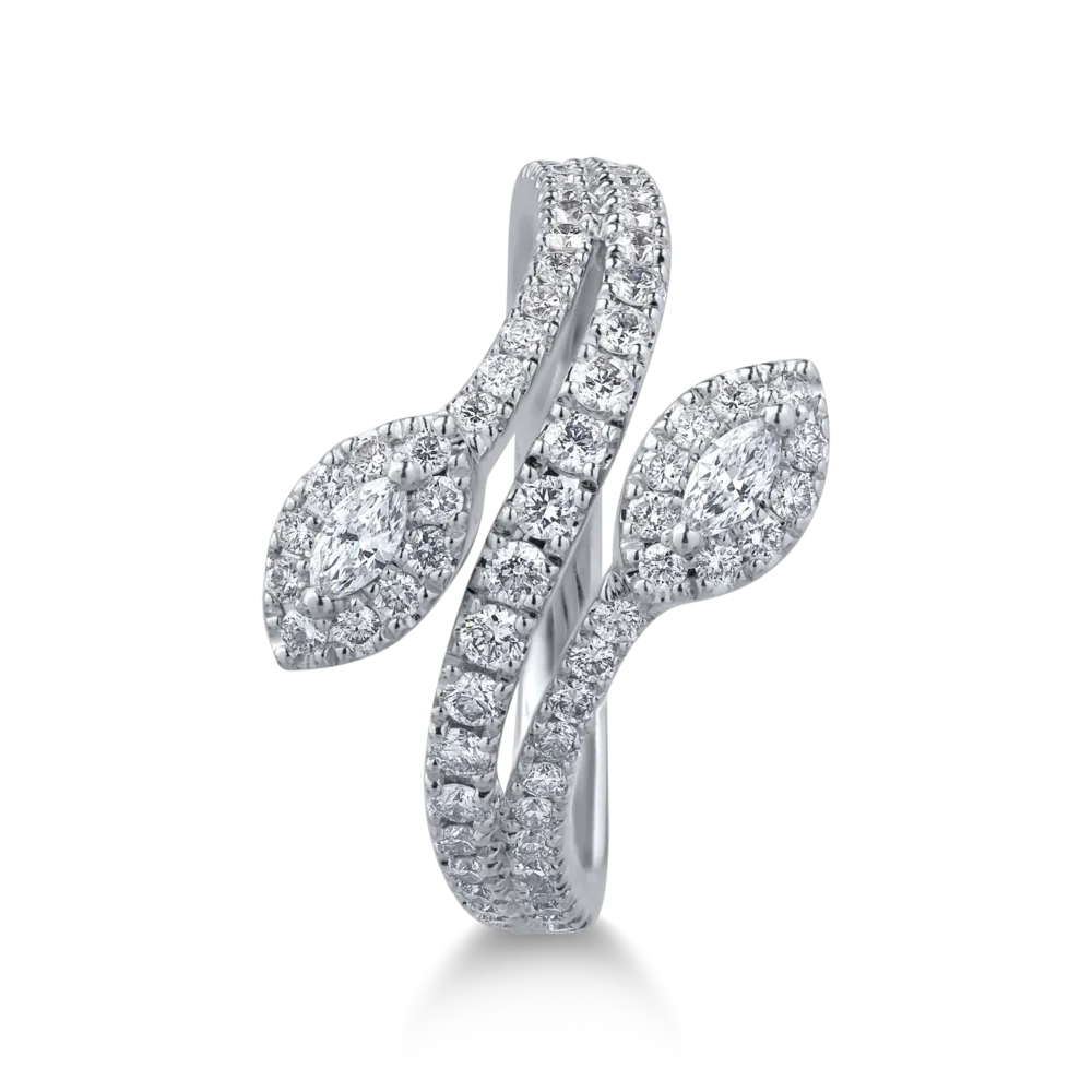 Inel din aur alb cu diamante marquise si rotunde de 0.7ct - imagine 3