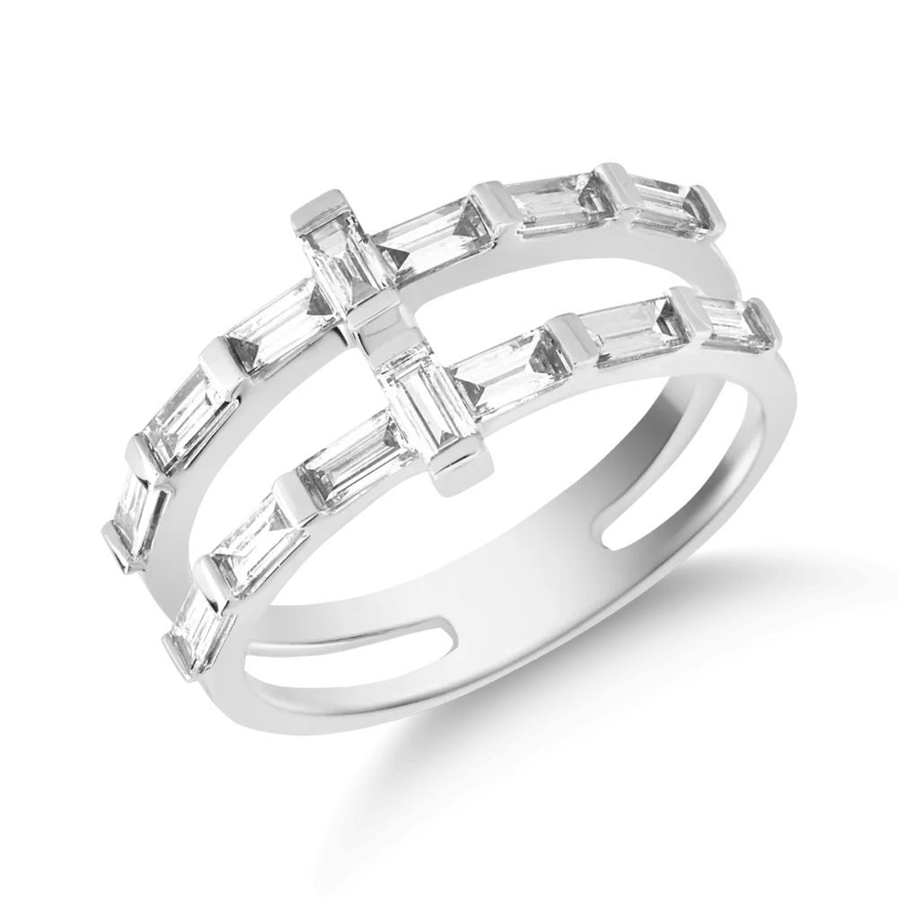 Inel din aur alb cu diamante baguette de 0.7ct