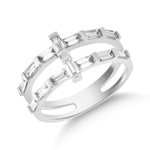 Inel din aur alb cu diamante baguette de 0.7ct