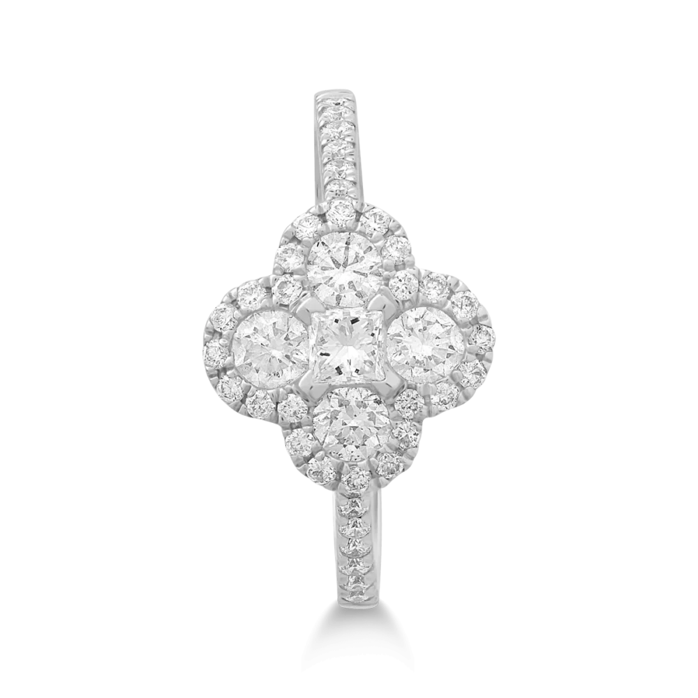 Inel din aur alb cu diamante de 0.81ct - imagine 3