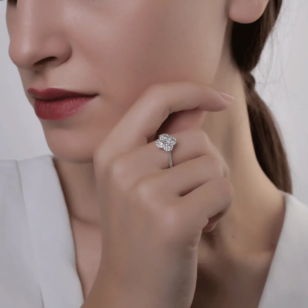 Inel din aur alb cu diamante de 0.81ct - imagine 4