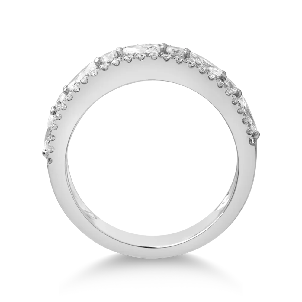 Inel din aur alb cu diamante marquise si rotunde de 0.89ct - imagine 2