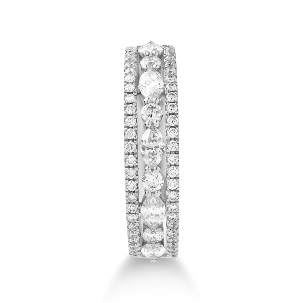 Inel din aur alb cu diamante marquise si rotunde de 0.89ct - imagine 3
