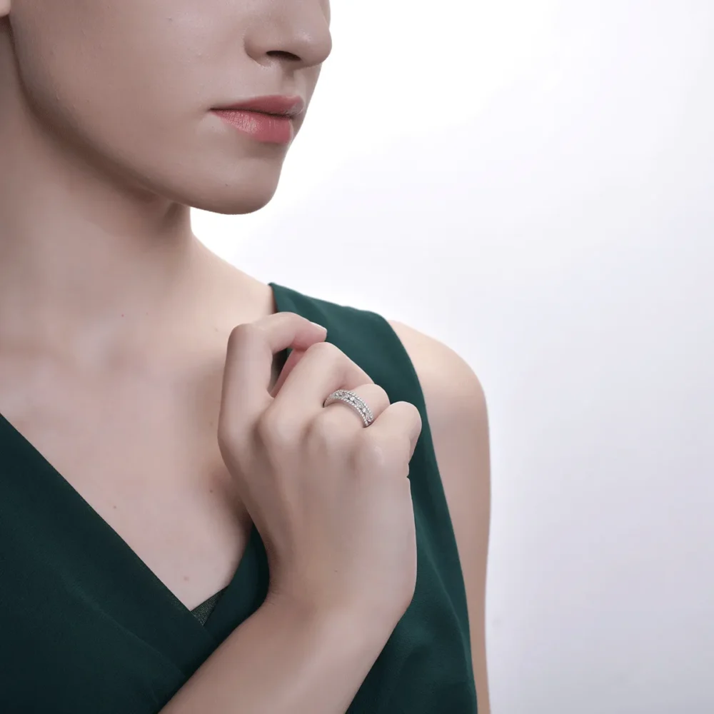 Inel din aur alb cu diamante marquise si rotunde de 0.89ct - imagine 4