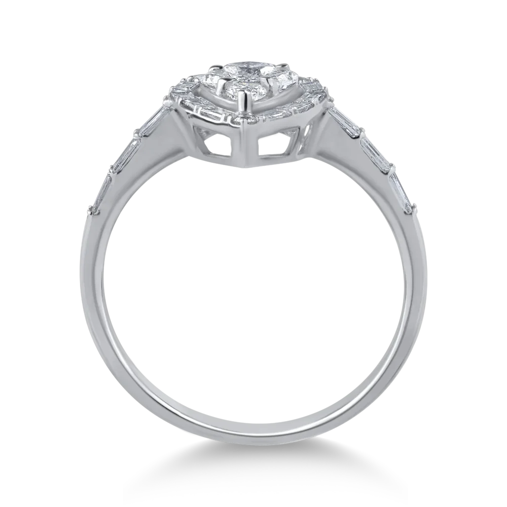 Inel din aur alb cu diamante de 0.93ct - imagine 2