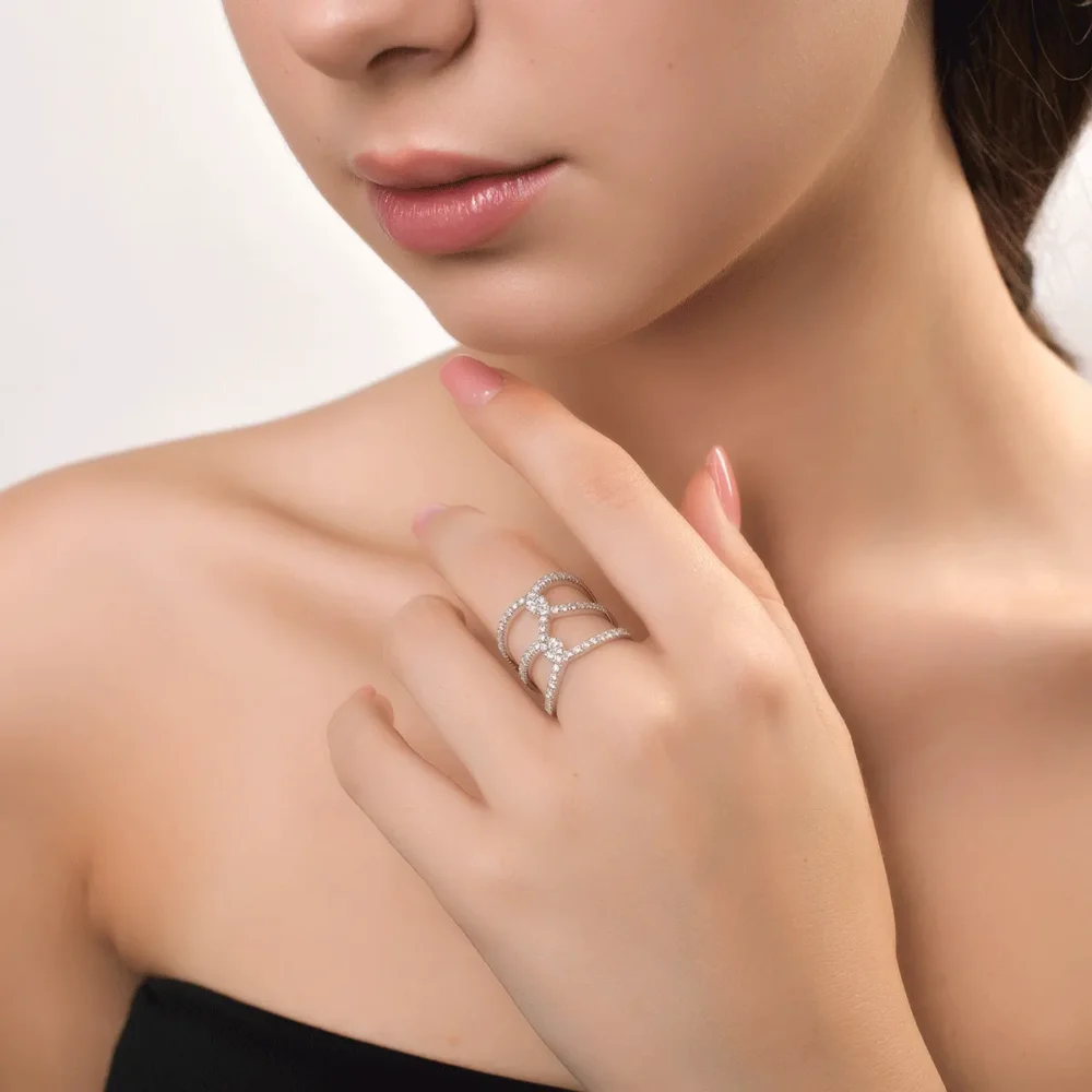 Inel din aur alb cu diamante de 0.95ct - imagine 4