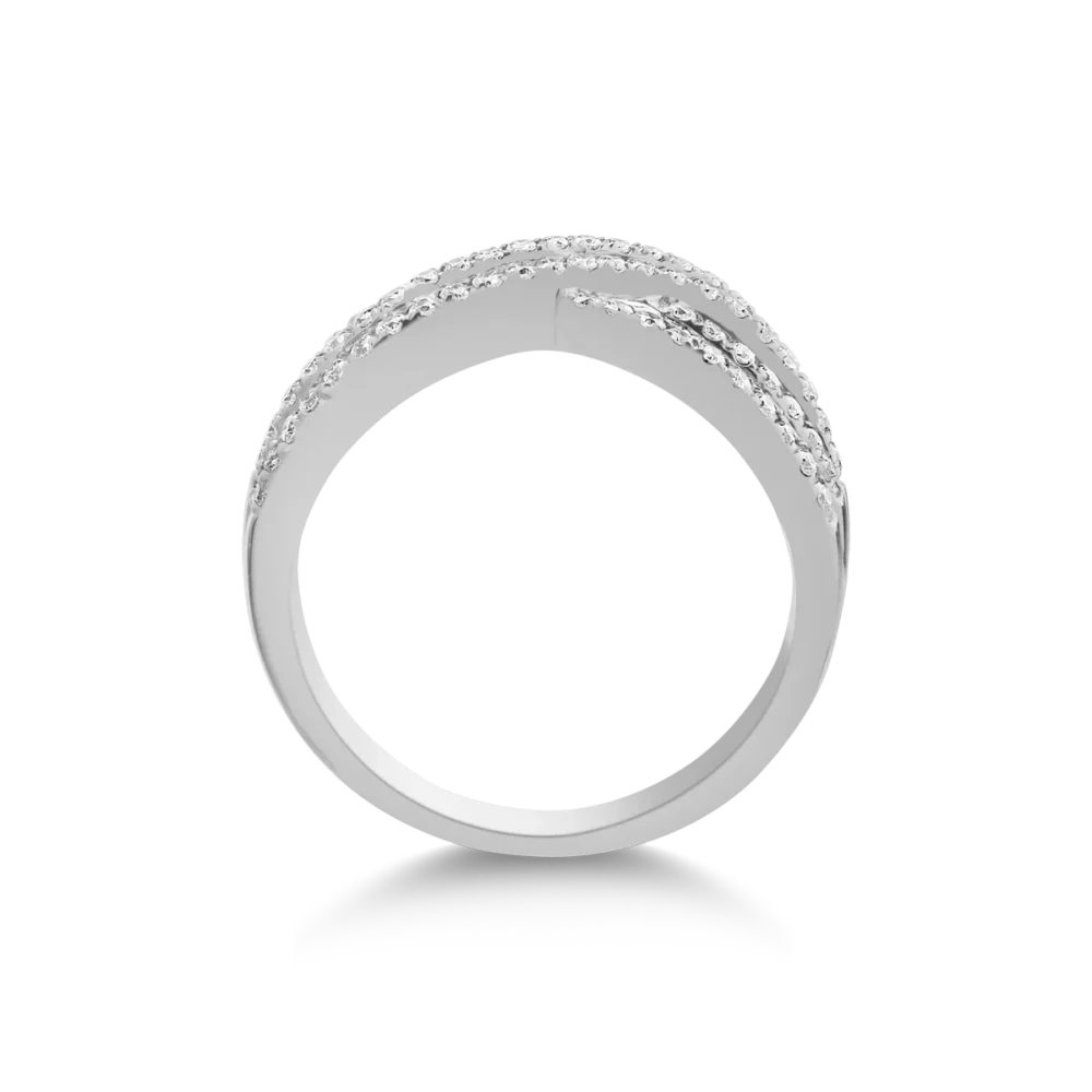 Inel din aur alb cu diamante baguette si rotunde de 0.9ct - imagine 2