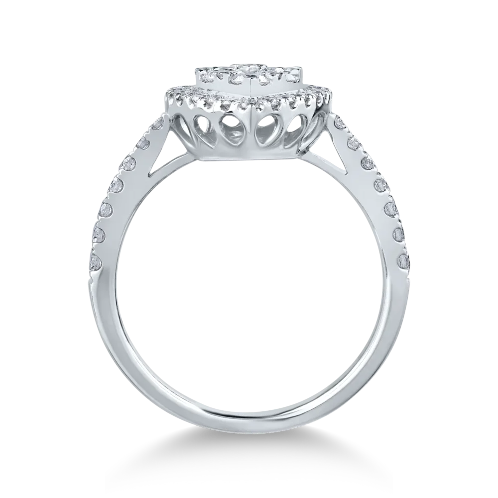 Inel din aur alb cu diamante de 0.9ct - imagine 2