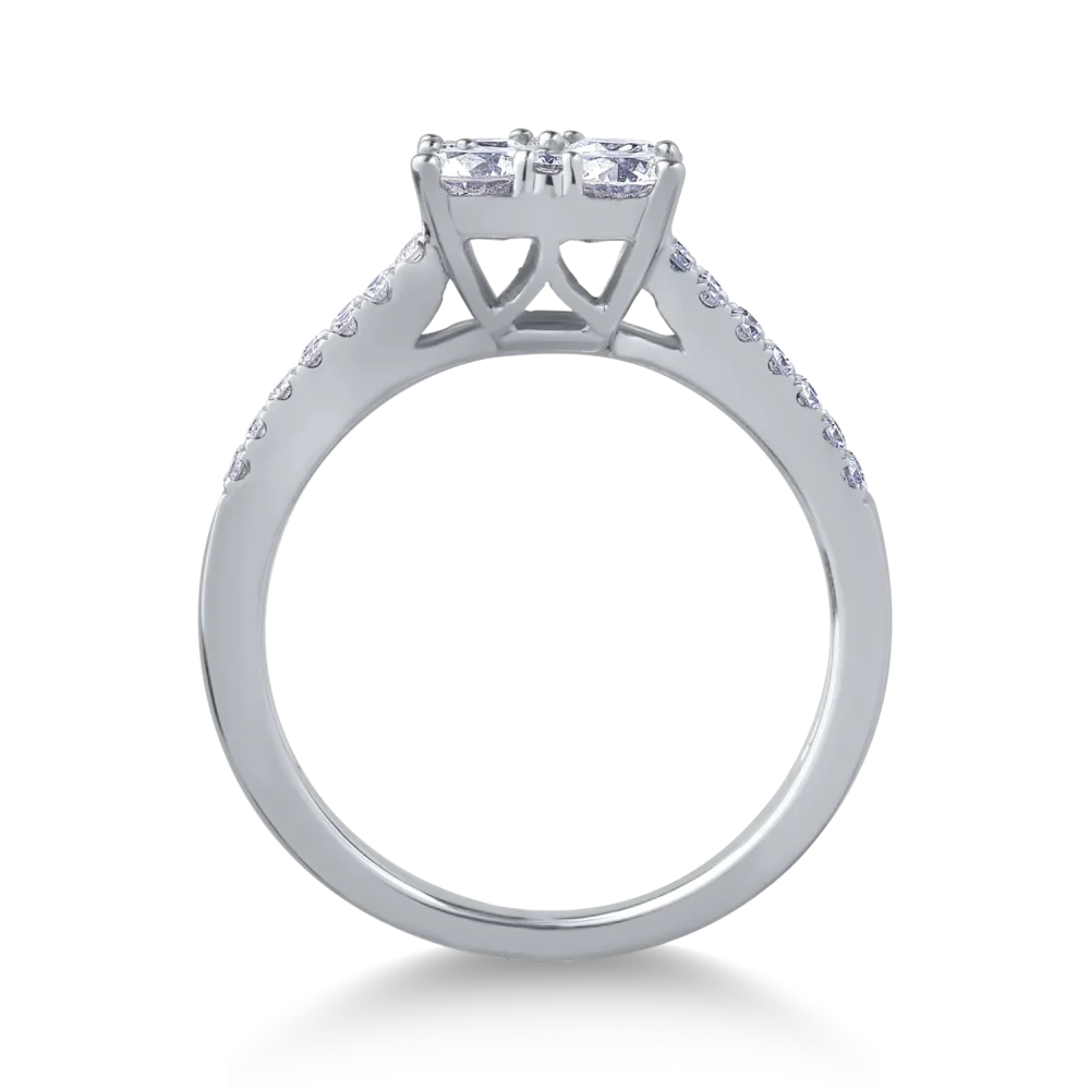 Inel din aur alb cu diamante de 1.28ct - imagine 2