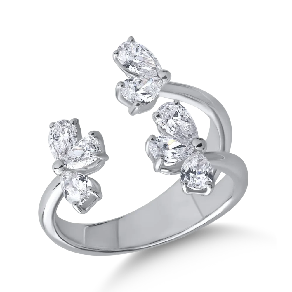 Inel din aur alb cu diamante pear de 1.3ct