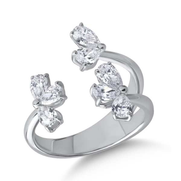 Inel din aur alb cu diamante pear de 1.3ct