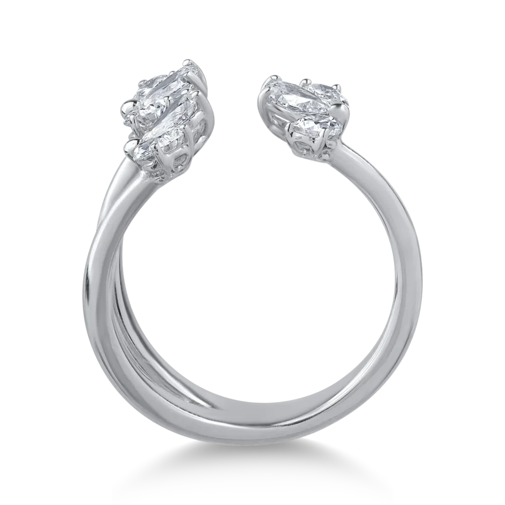 Inel din aur alb cu diamante pear de 1.3ct - imagine 2