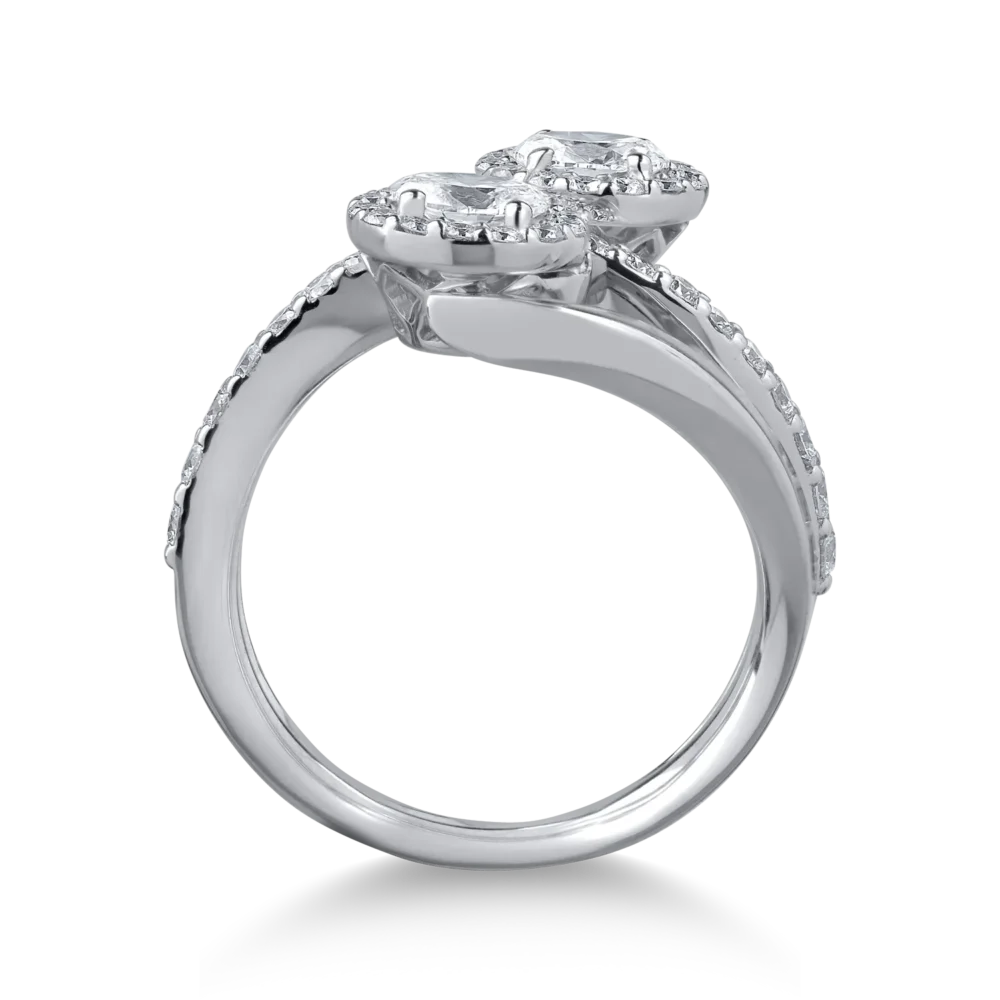 Inel din aur alb cu diamante ovale si rotunde de 1.3ct - imagine 2