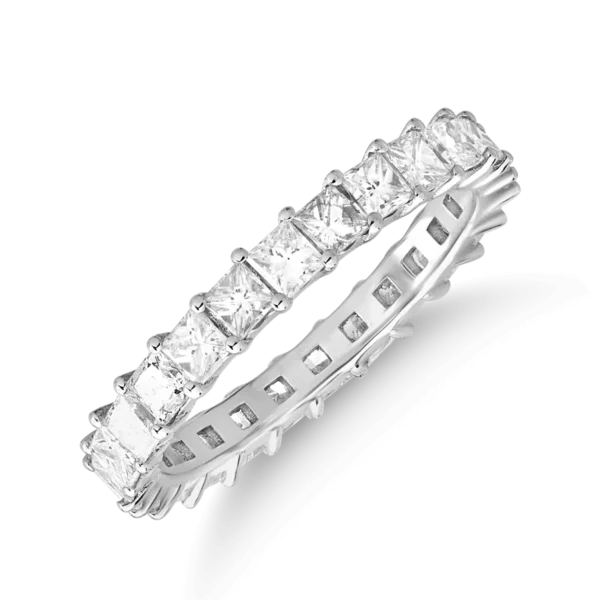 Inel eternity din aur alb cu diamante princess de 1.8ct