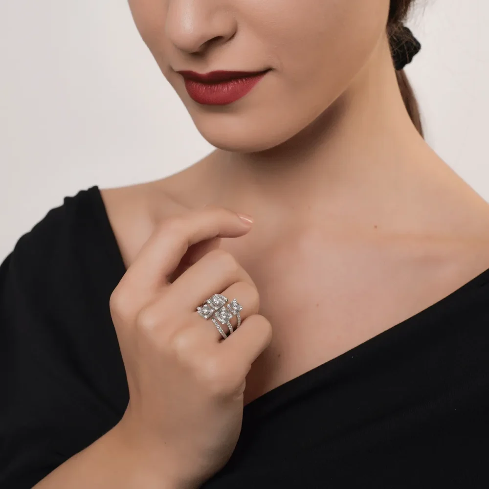 Inel din aur alb cu diamante de 1.92ct - imagine 4