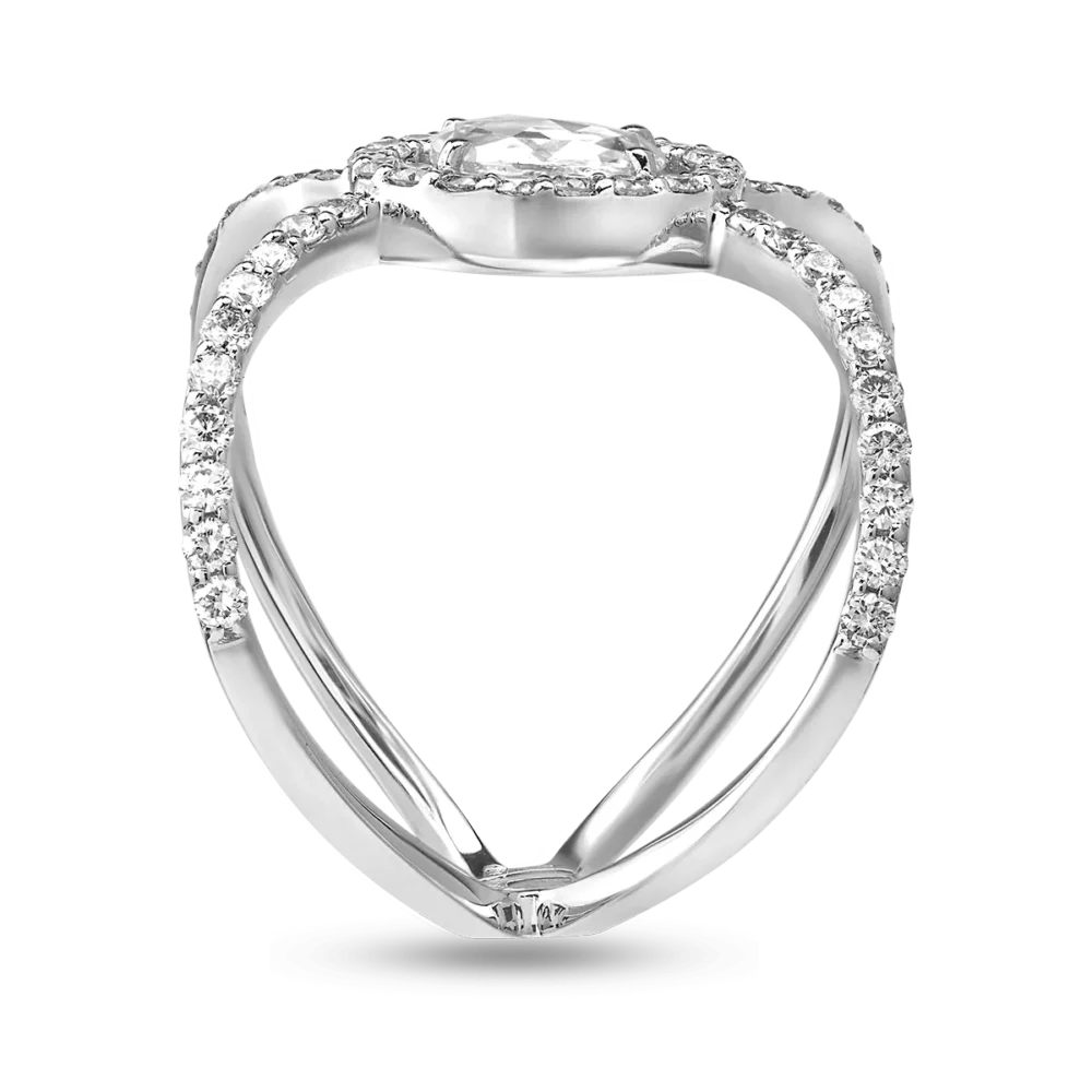 Inel din aur alb cu diamante ovale si rotunde de 1ct - imagine 2