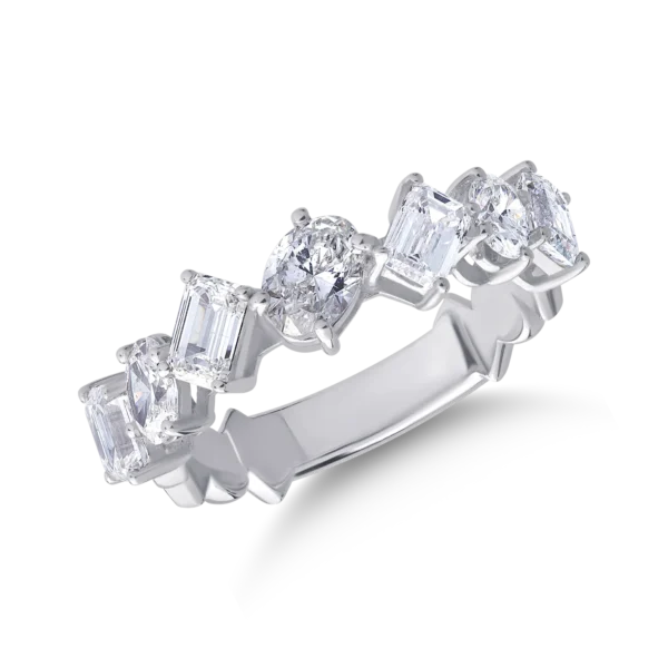 Inel din aur alb cu diamante emerald si ovale de 2.04ct