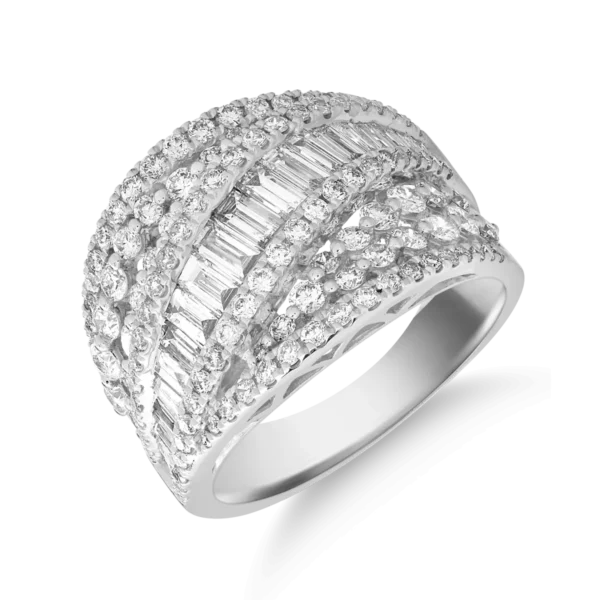 Inel din aur alb cu diamante baguette si rotunde de 2.18ct