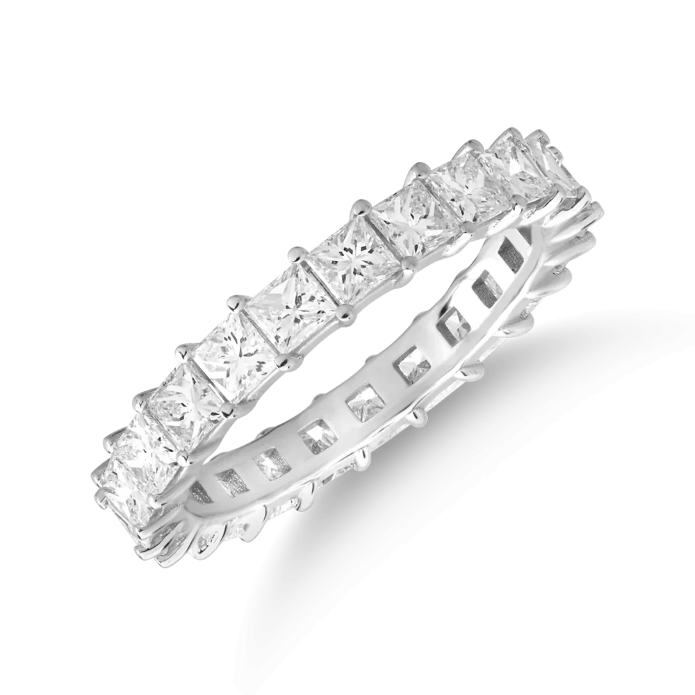 Inel din aur alb cu diamante princess de 2.4ct