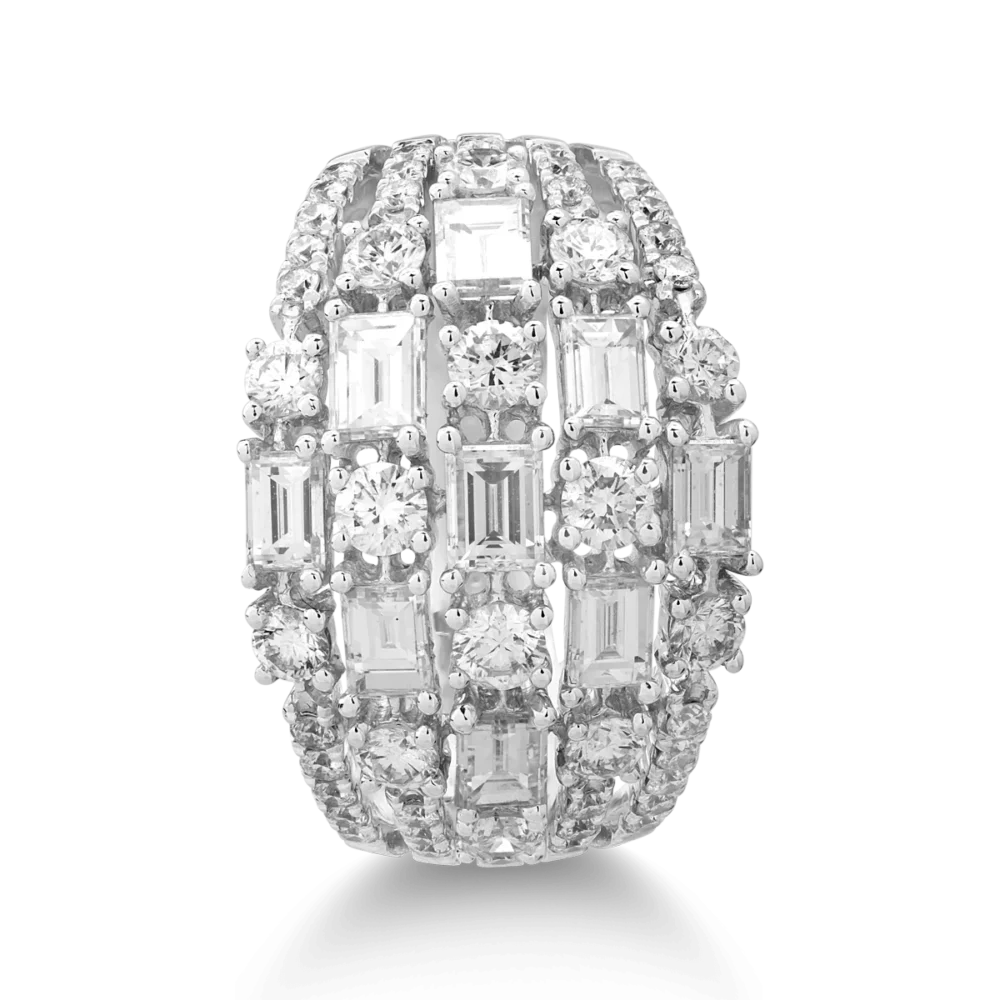 Inel din aur alb cu diamante baguette si rotunde de 2.7ct - imagine 2