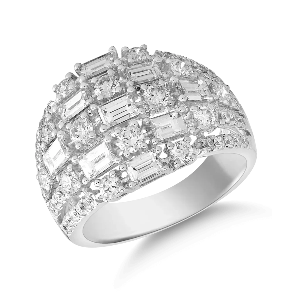 Inel din aur alb cu diamante baguette si rotunde de 2.7ct - imagine 4