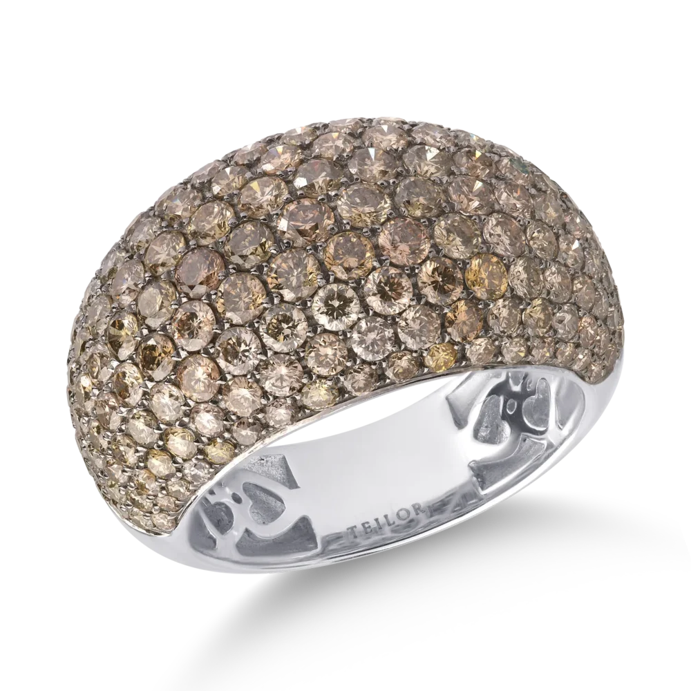 Inel din aur alb cu diamante maro de 3.37ct