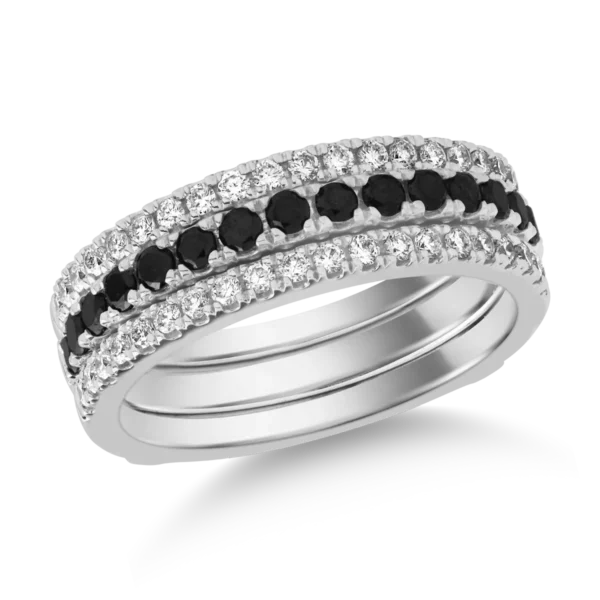 Inel din aur alb cu diamante negre de 0.36ct si diamante transparente de 0.33ct