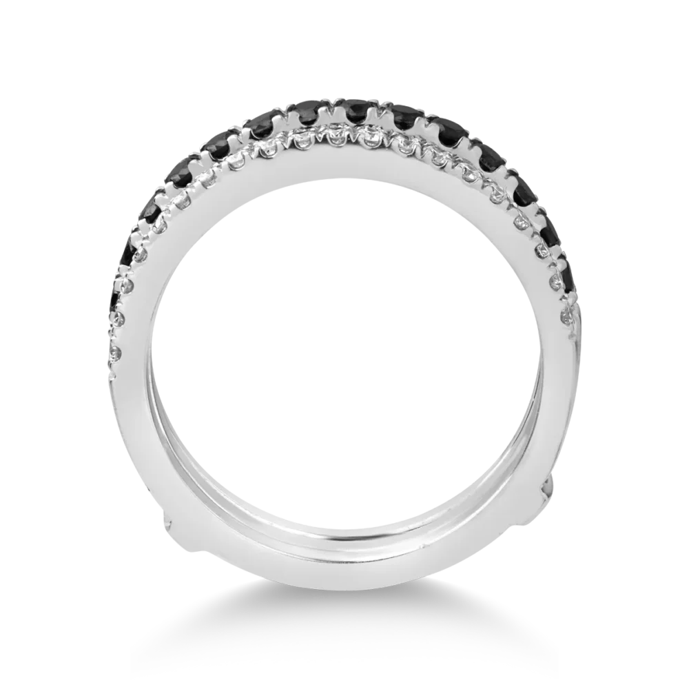 Inel din aur alb cu diamante negre de 0.36ct si diamante transparente de 0.33ct - imagine 2