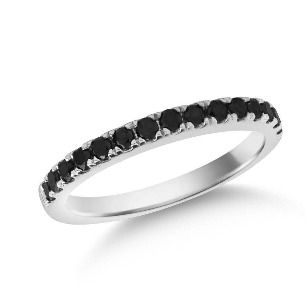 Inel din aur alb cu diamante negre de 0.36ct si diamante transparente de 0.33ct - imagine 5