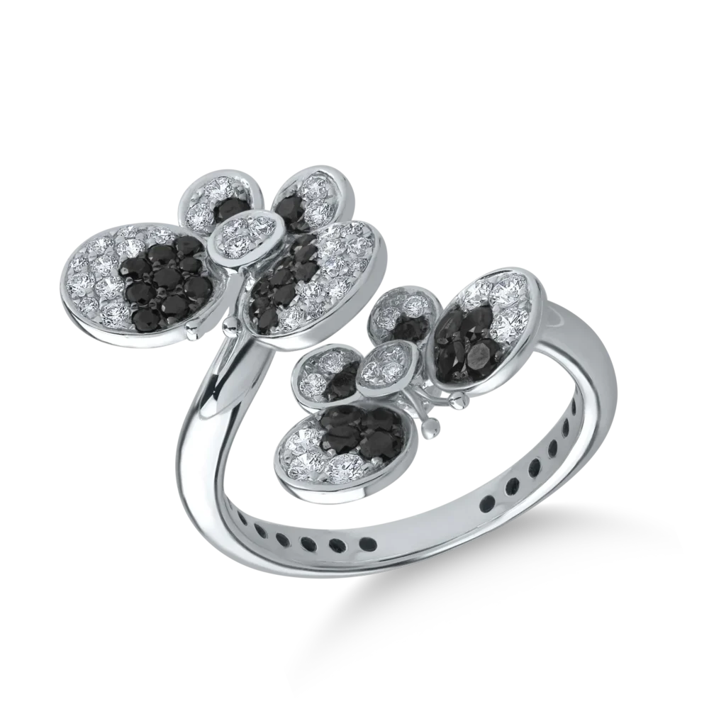 Inel din aur alb cu diamante negre de 0.43ct si diamante transparente de 0.47ct