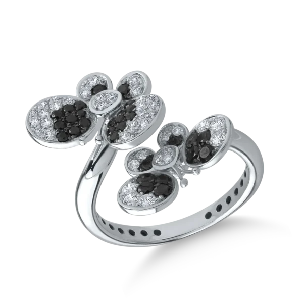 Inel din aur alb cu diamante negre de 0.43ct si diamante transparente de 0.47ct