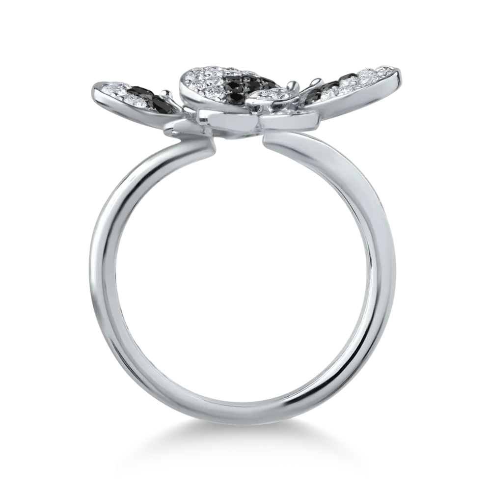 Inel din aur alb cu diamante negre de 0.43ct si diamante transparente de 0.47ct - imagine 2
