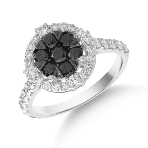 Inel din aur alb cu diamante negre de 0.522ct si diamante transparente de 0.572ct