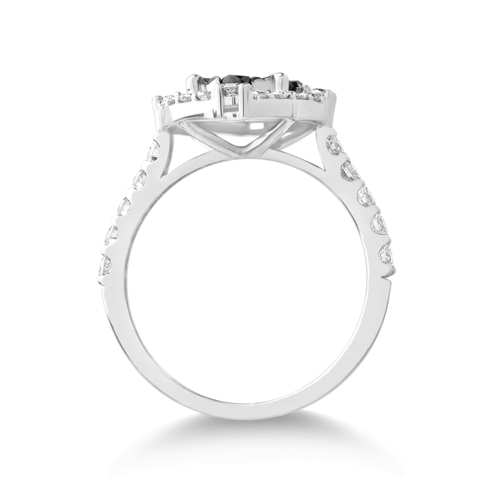 Inel din aur alb cu diamante negre de 0.522ct si diamante transparente de 0.572ct - imagine 2