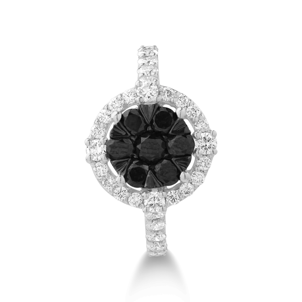 Inel din aur alb cu diamante negre de 0.522ct si diamante transparente de 0.572ct - imagine 3