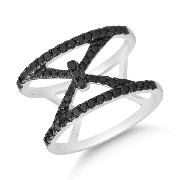Inel din aur alb cu diamante negre de 0.53ct